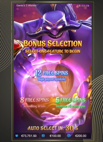 Genie's 3 Wishes Bonus 